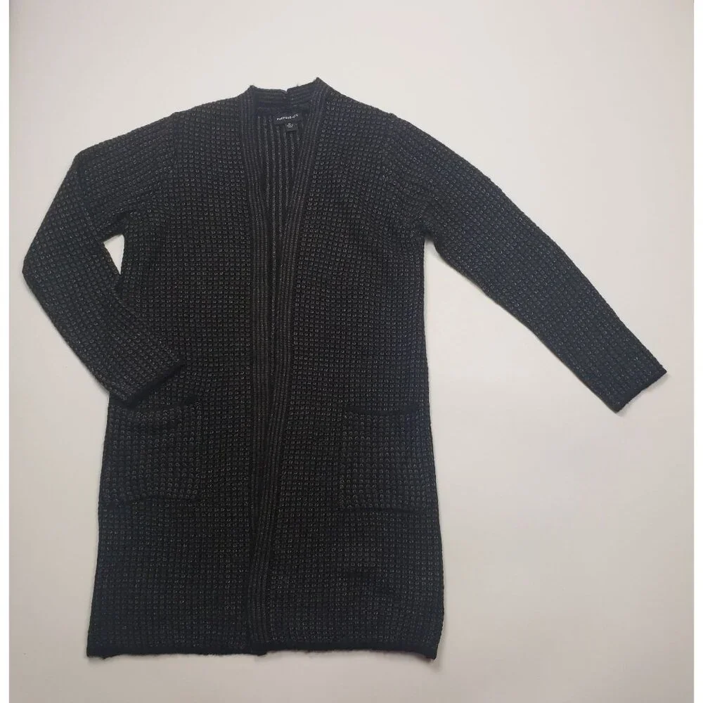 Fortune + Ivy Open Cardigan Sweater Women's Size Medium Black Grey Coatigan NWOT - Picture 13 of 16
